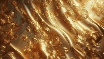 Golden liquid waves texture a metallic art design