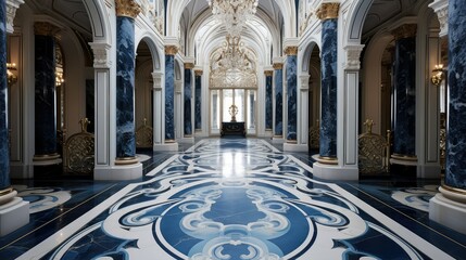 Obraz premium swirls blue and white marble