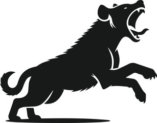 A hyena lunging with its mouth wide open vector