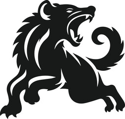 Fototapeta premium A hyena lunging with its mouth wide open vector