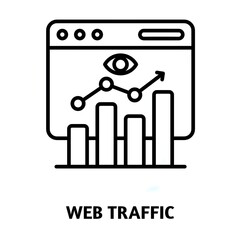 Web traffic editable stroke outline icon isolated on white background flat vector illustration, black outline, Pixel perfect
