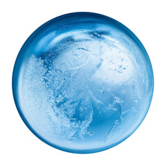 Close-up of a frozen blue sphere