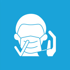  Face mask glyph icon. Mask wearing regulations. Correct mask changing. Healthcare concept. Filled flat sign. Isolated silhouette vector illustration