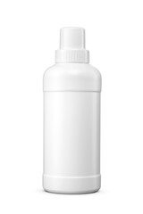 Cylindrical and round shoulder plastic bottle with screw cap isolated. Transparent PNG image.