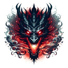 Dragon with red and black color with plain background