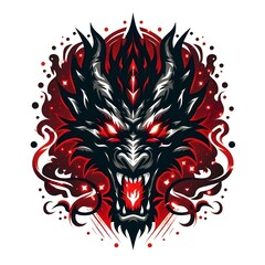 Dragon with red and black color with plain background