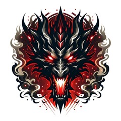 Dragon with red and black color with plain background