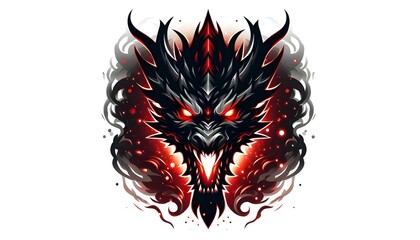 Dragon with red and black color with plain background