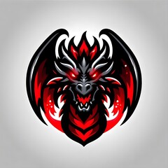 Dragon with red and black color with plain background