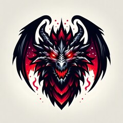 Dragon with red and black color with plain background