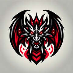 Dragon with red and black color with plain background