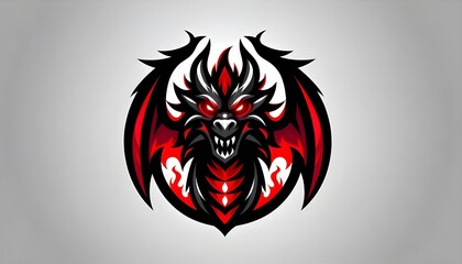 Dragon with red and black color with plain background