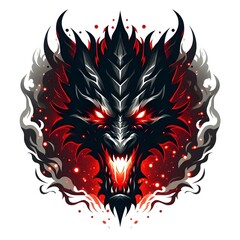 Dragon with red and black color with plain background