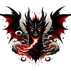 Dragon with red and black color with plain background