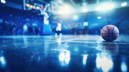 Obraz premium players blue basketball background