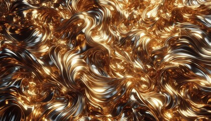 Golden hair texture swirls with a metallic, fluid flow