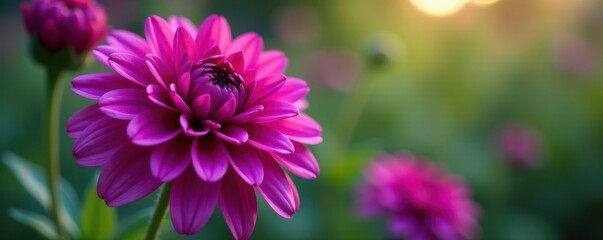 Fototapeta premium Close-up view of deep purple chrysanthemum in natural setting , macro, closeup