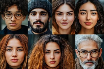 Fototapeta premium diverse faces portraits.