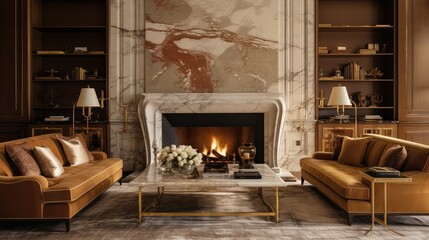 Fototapeta premium fireplace gold marble