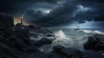 Obraz premium seascape blue grey