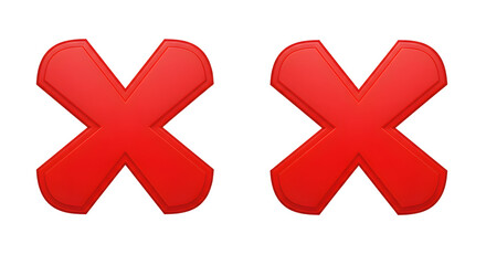 Obraz premium Two Red Cross Marks Symbol on White Background