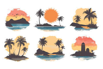vector illustration of a tropical island