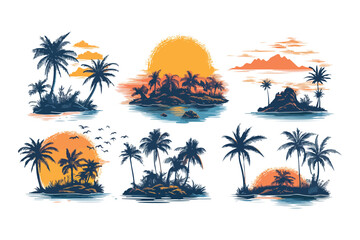 tropical island with palm trees