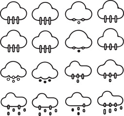 Simple Black and White Weather Icons Set