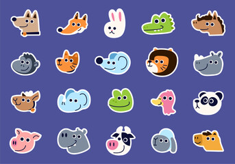 Cute Head Animal Sticker Element