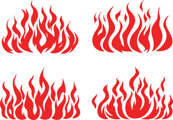 fire flames flat collection. Fiery fire, bright fireball, hot flames and red hot bonfire, bonfire, red fiery flames isolated vector illustration. Animated shapes and squares. Render sprite of fire 