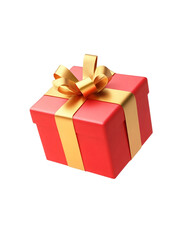 3D red gift box on png transparent background