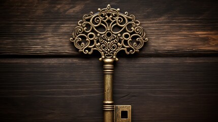 ornate house key and lock