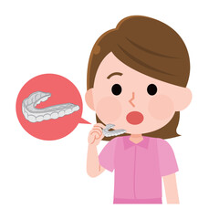 マウスピースをつける女性　イラスト