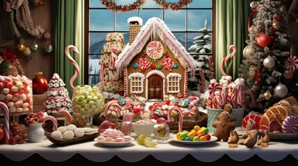 Fototapeta premium holiday gingerbread house icing