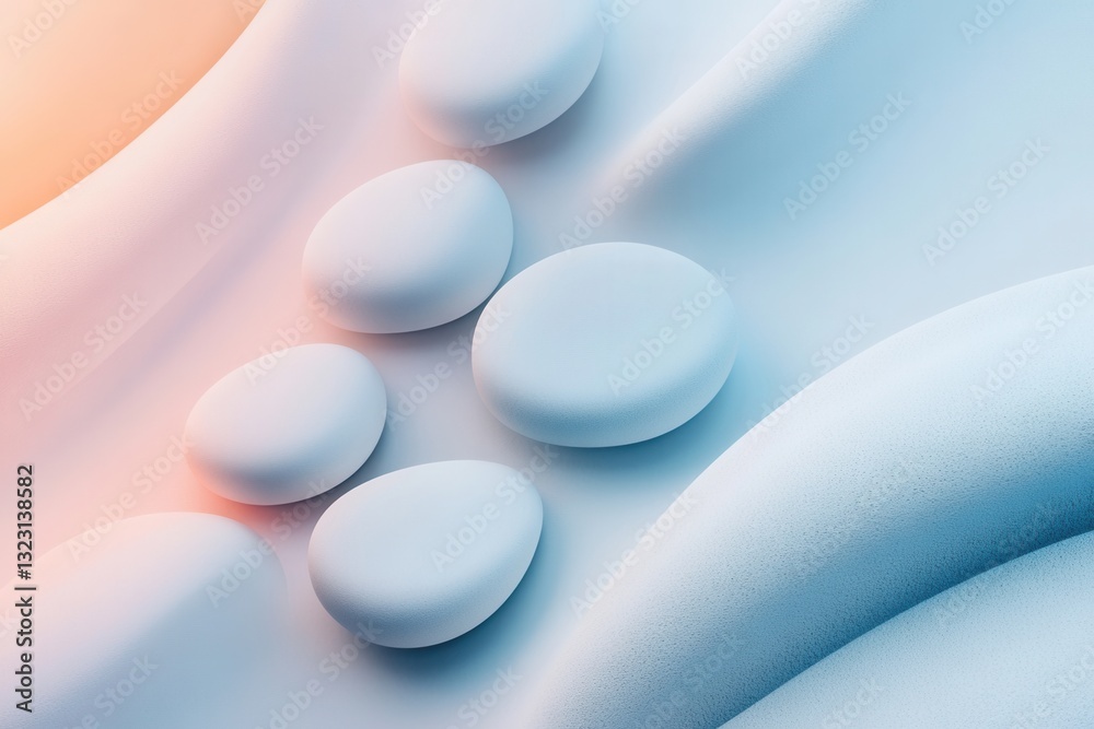 Fototapete zen-inspired minimalism with smooth pebble textures and soft pastel gradients creating a tranquil an