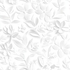 Obraz premium Monochromatic Floral Pattern with Embossed Flowers and Leaves