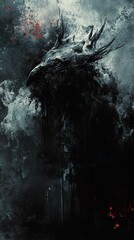 Fototapeta premium Dark Fantasy Bird: A Gothic Creature of Myth and Shadow