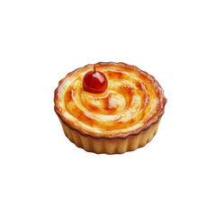 Tempting pastry with a juicy cherry on top perfectly decorated for sweet treats and bakery delights isolated white background