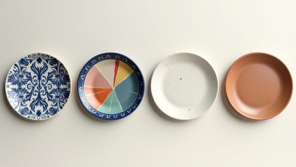 Decorative Plates Colorful Dinnerware Table Setting Flat Lay Ceramic Dishes Modern Design Home