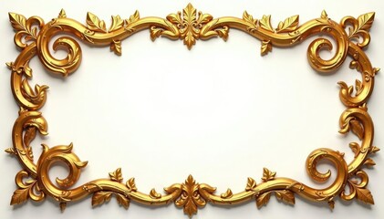 Ornate golden garland with twisted vines and leaves, luxury, decorative