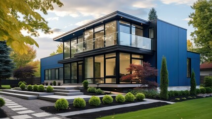 Fototapeta premium flat blue house exterior