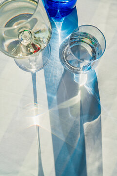 Reflections and shadows of crystal glasses