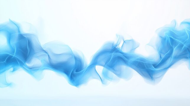 Abstract blue smoke waves, white background, design element