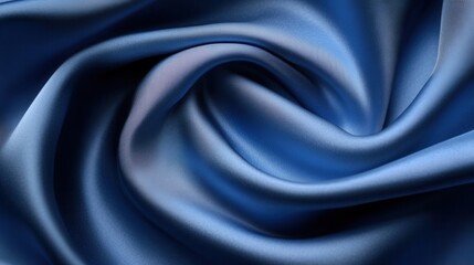 Fototapeta premium Elegant Close-up of Smooth Blue Satin Fabric with Textured Drapery and Depth Reflecting Soft Light