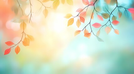 Fototapeta premium Soft Pastel Background with Autumn Leaves
