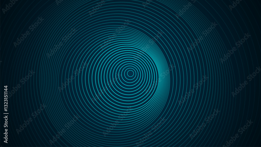 Poster dark background with circle shapes arranged in an orderly and dimensional manner.