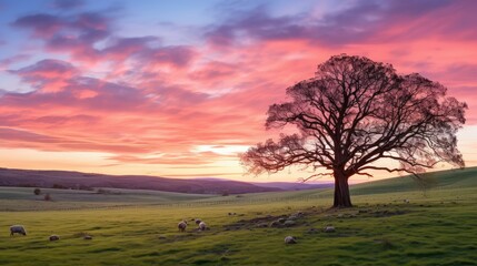 Fototapeta premium sunpeaceful spring pasture