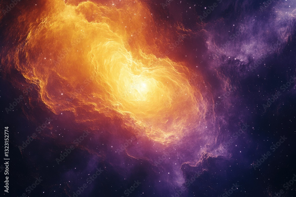 Poster a vibrant nebula swirls in space, showcasing a breathtaking display of cosmic colors and energy.