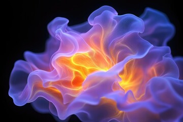 Obraz premium Abstract art depicting a vibrant, glowing, purple and orange nebula-like form.