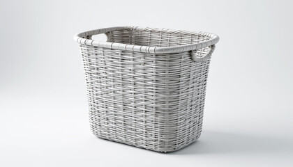 Obraz premium A white laundry basket with a rectangular shape and integrated handles